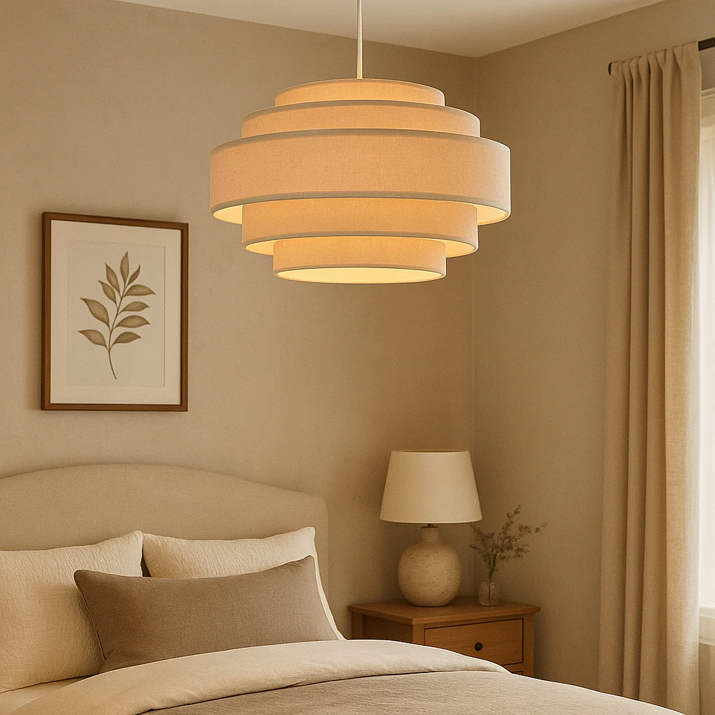 Wabi-Sabi Tiered Fabric Pendant Lamp - Image 3