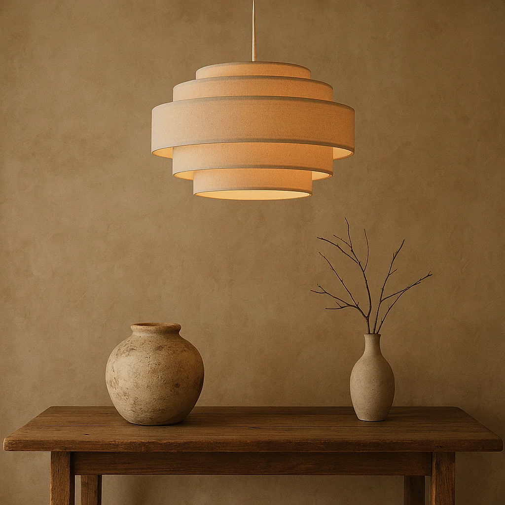 Wabi-Sabi Tiered Fabric Pendant Lamp - Image 4