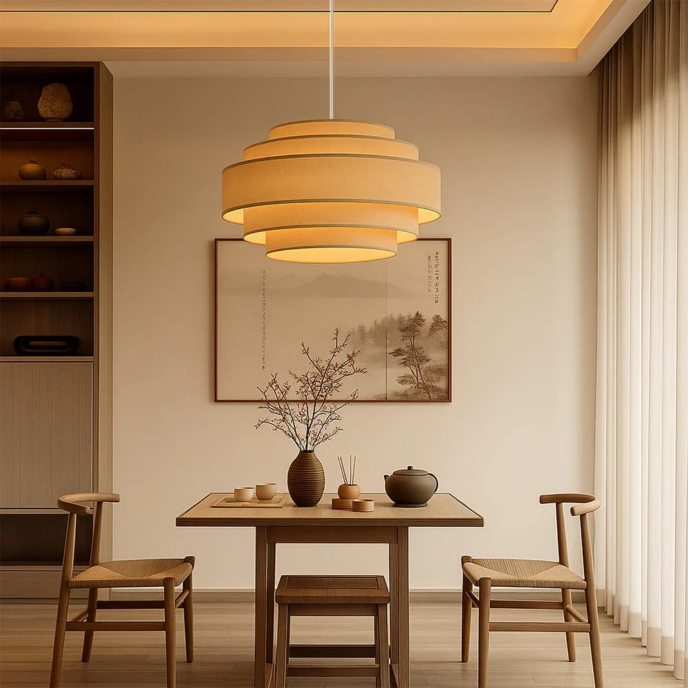Wabi-Sabi Tiered Fabric Pendant Lamp - Image 5