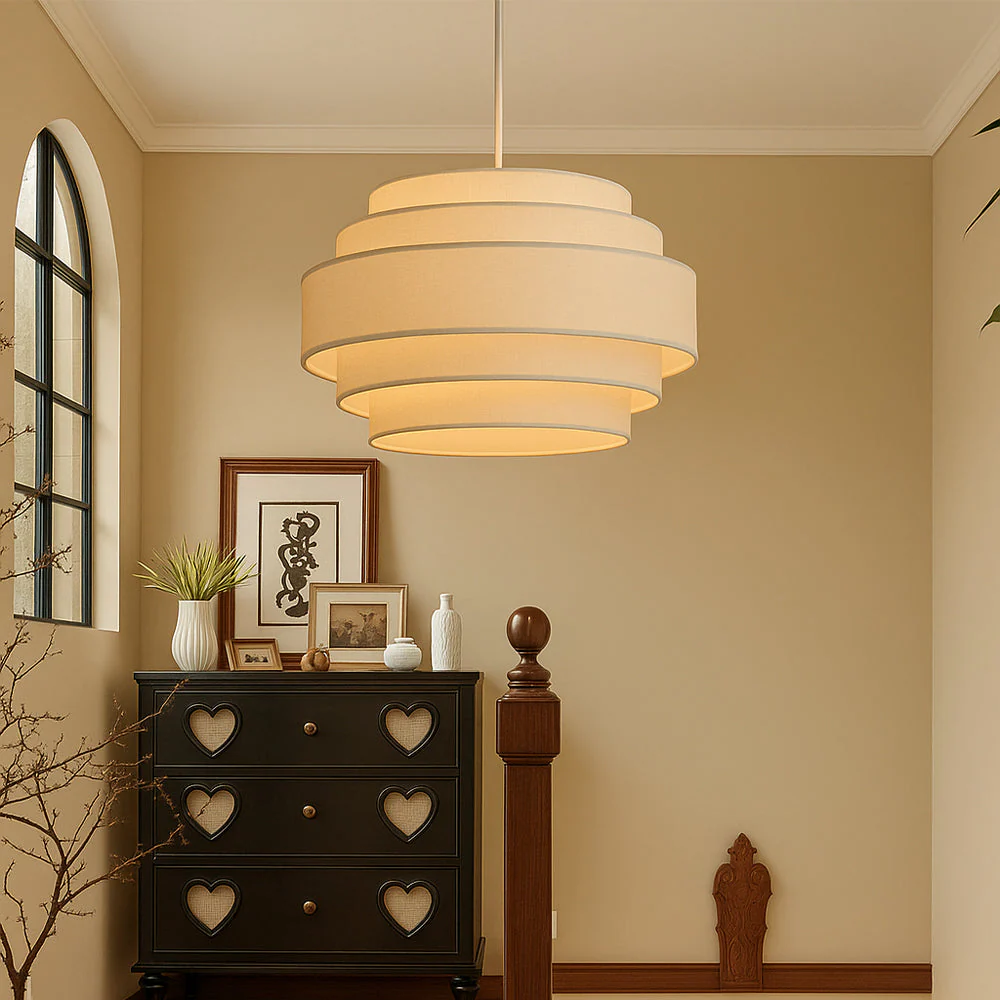 Wabi-Sabi Tiered Fabric Pendant Lamp - Image 6