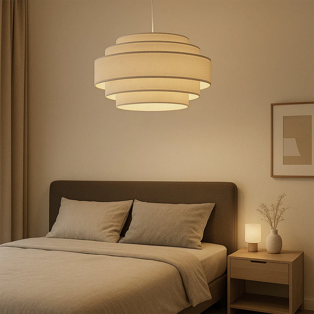 Wabi-Sabi Tiered Fabric Pendant Lamp - Image 7