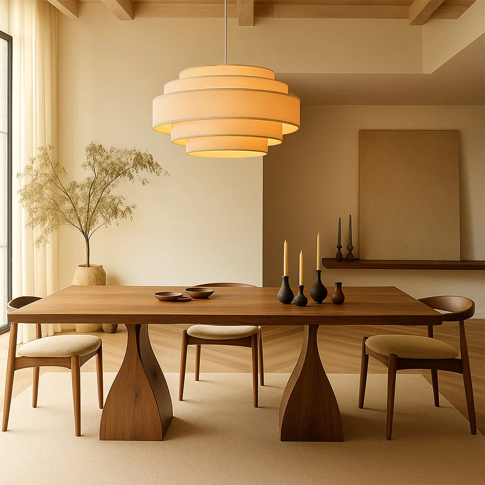 Wabi-Sabi Tiered Fabric Pendant Lamp - Image 8