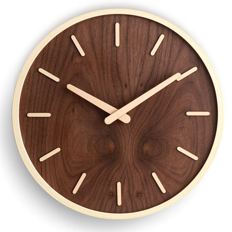 Walnut Wooden Wall Clock Minimalist Silent Modern - Image 6