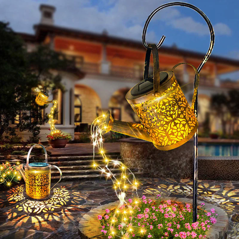 Watering Can Solar Garden Light with Cascading LED Glow - Image 2