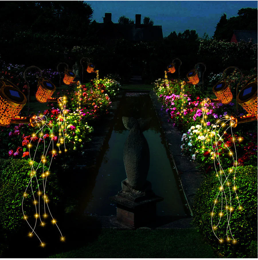 Watering Can Solar Garden Light with Cascading LED Glow - Image 3