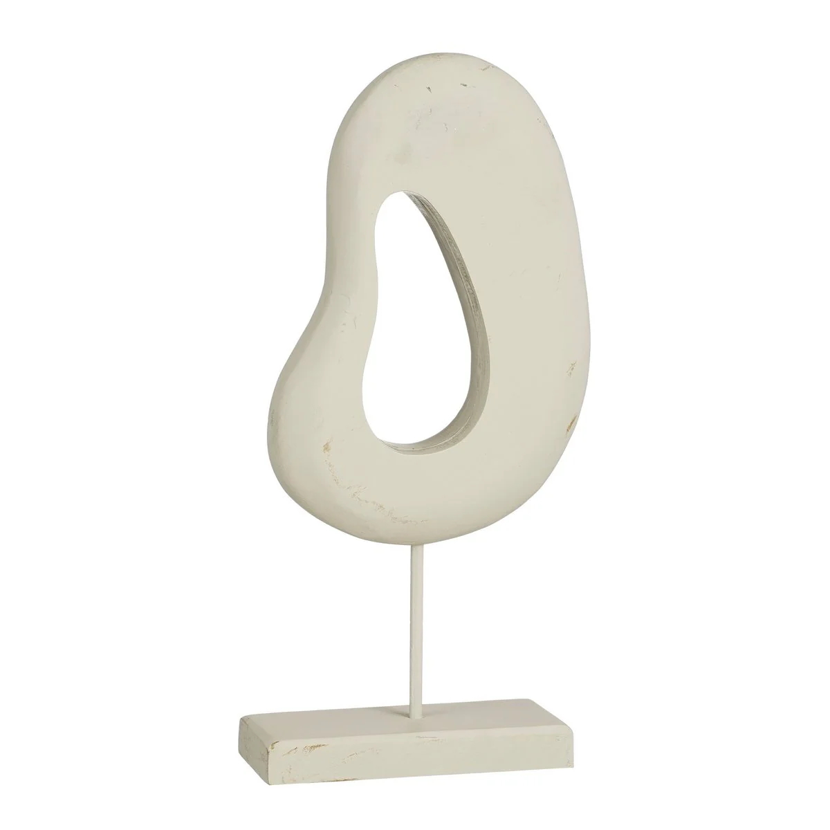 White Abstract Mangowood Table Ornament With Base - Image 3