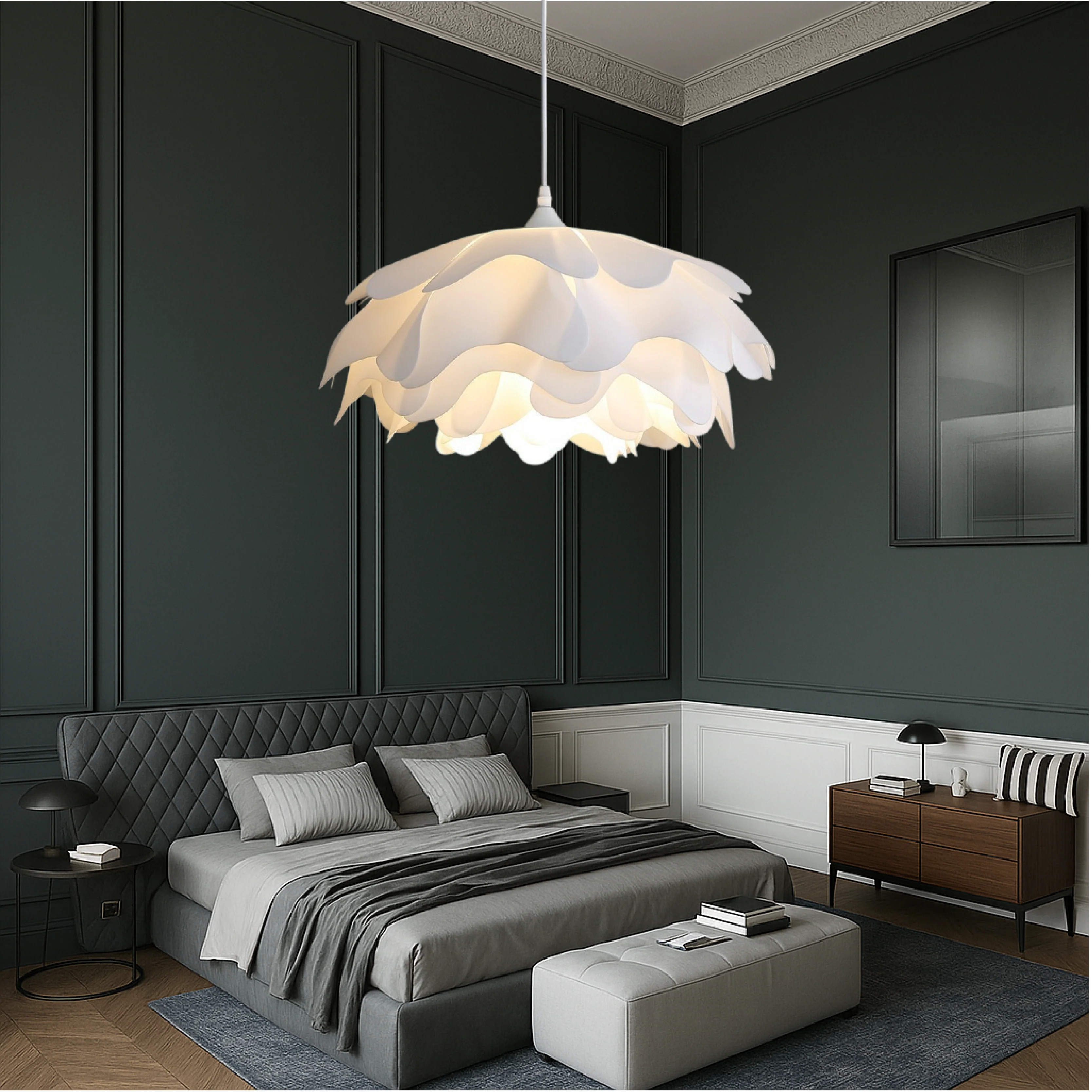White Flower Shade Pendant Light - Image 2