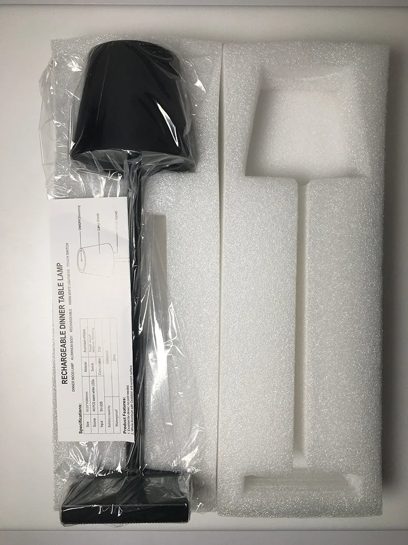 Wireless Metal Cone Shade LED Table Lamp with Square Base - Image 4