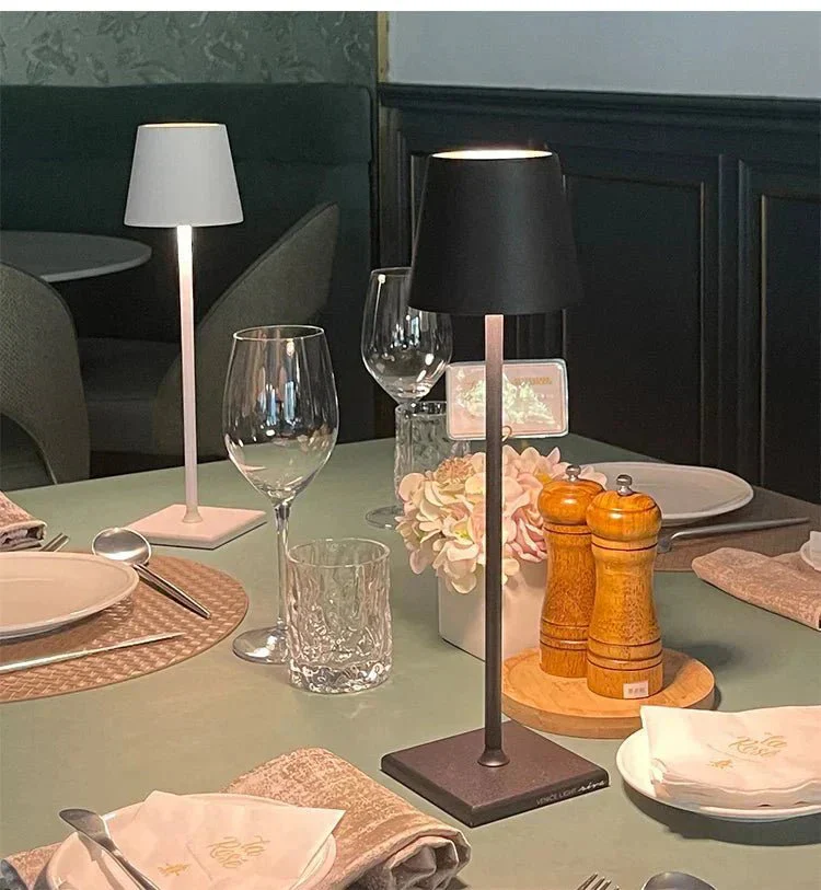 Wireless Metal Cone Shade LED Table Lamp with Square Base - Image 5