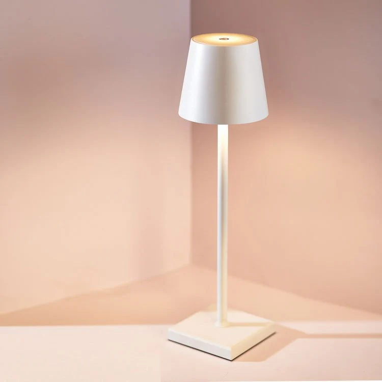 Wireless Metal Cone Shade LED Table Lamp with Square Base - Image 6