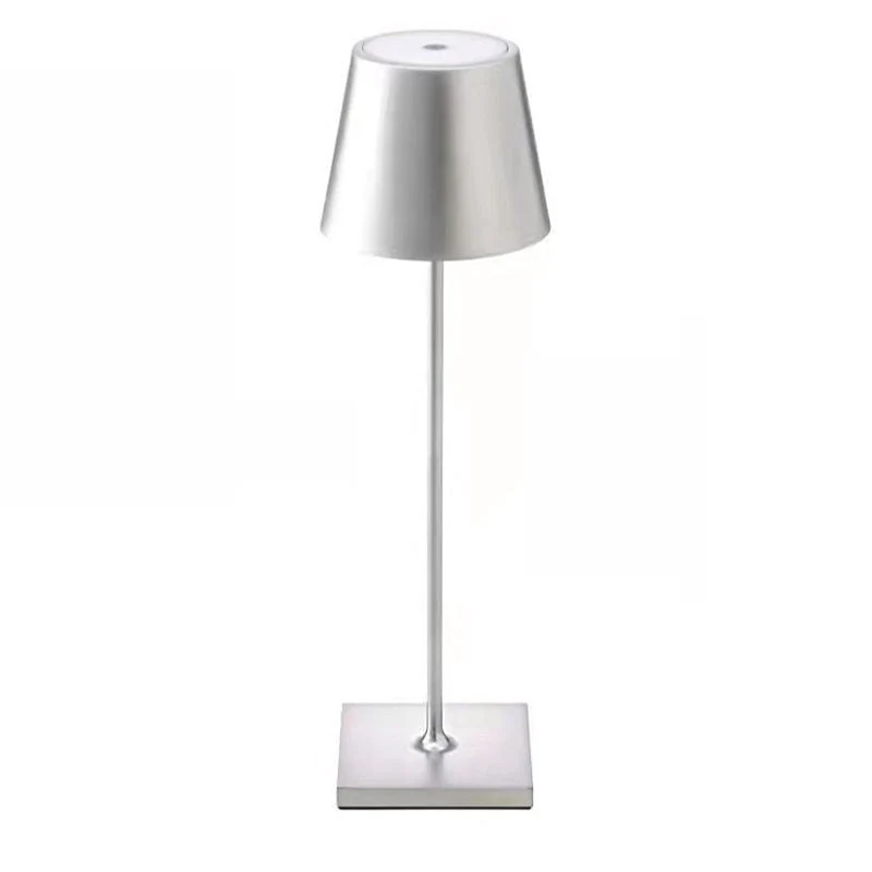 Wireless Metal Cone Shade LED Table Lamp with Square Base - Image 8