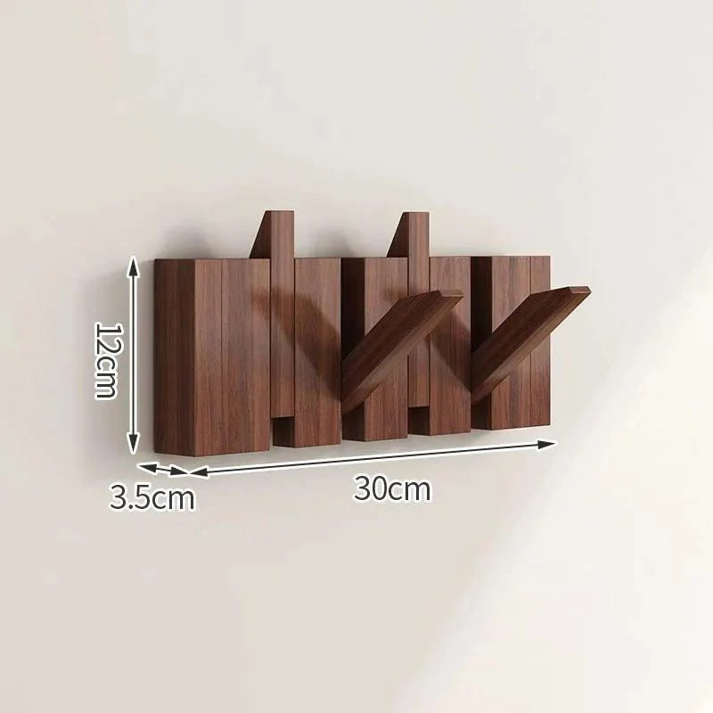 Wood Wall Hook Rack With Foldable Hooks Natural Finish - Image 13