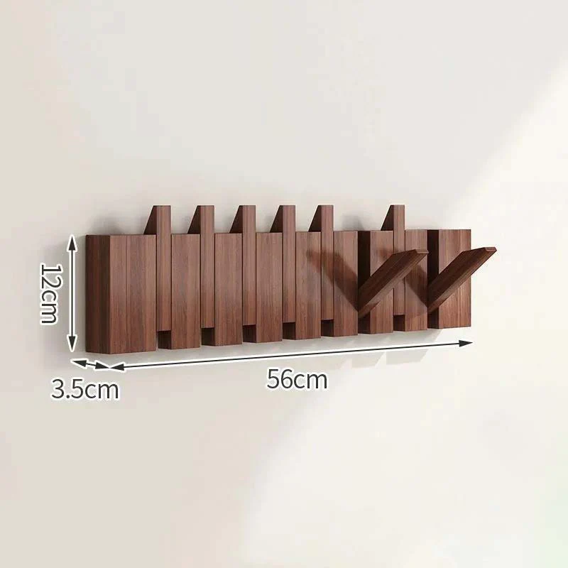 Wood Wall Hook Rack With Foldable Hooks Natural Finish - Image 15