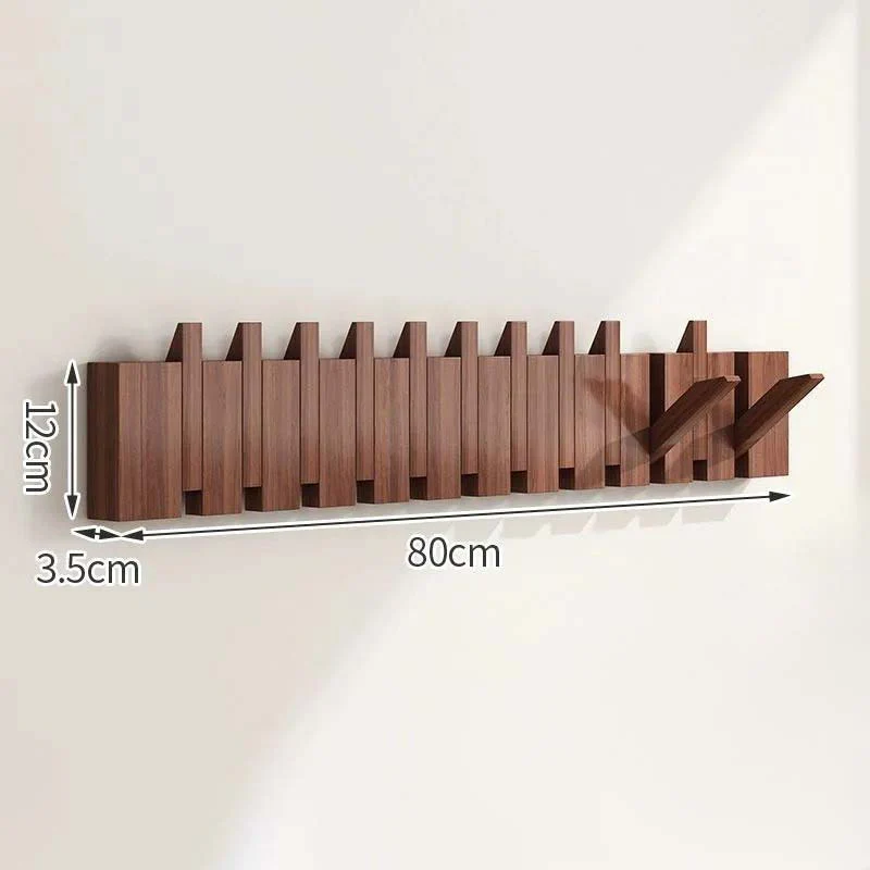 Wood Wall Hook Rack With Foldable Hooks Natural Finish - Image 17