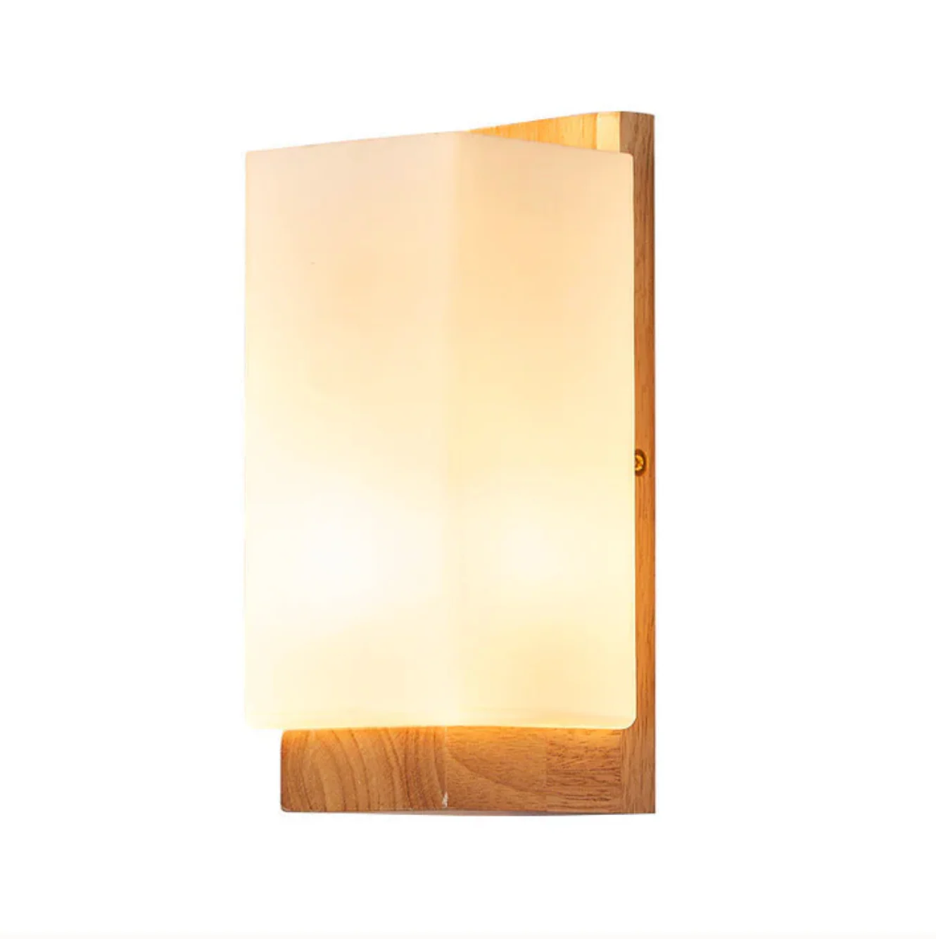 Wood Wall Light with Frosted Shade Modern Sconce - Image 7