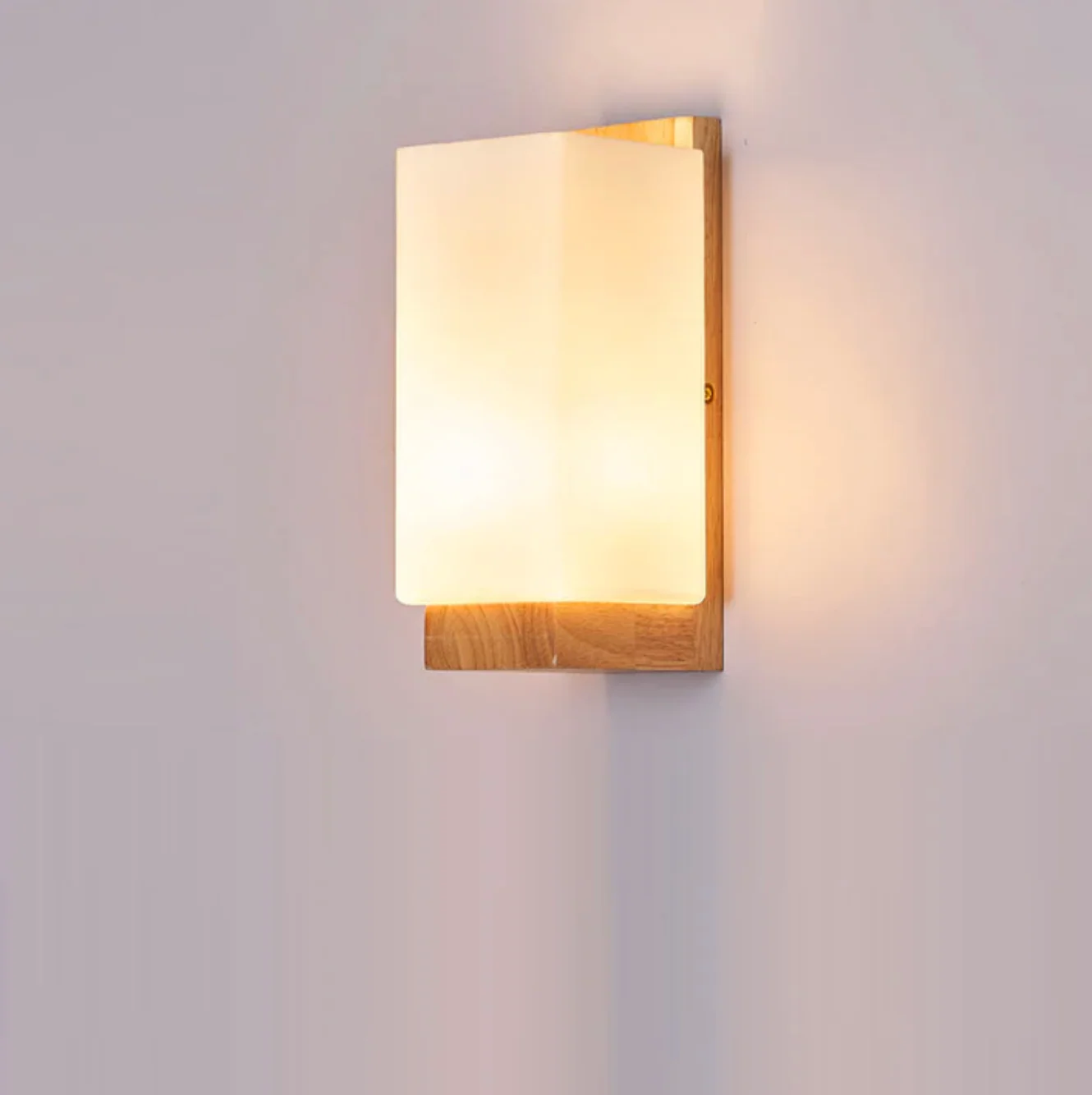 Wood Wall Light with Frosted Shade Modern Sconce - Image 8