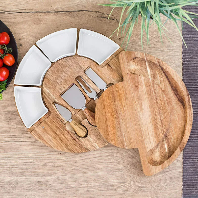 Wooden Cheese Board Set with Knives Serving Platter Tray - Image 3