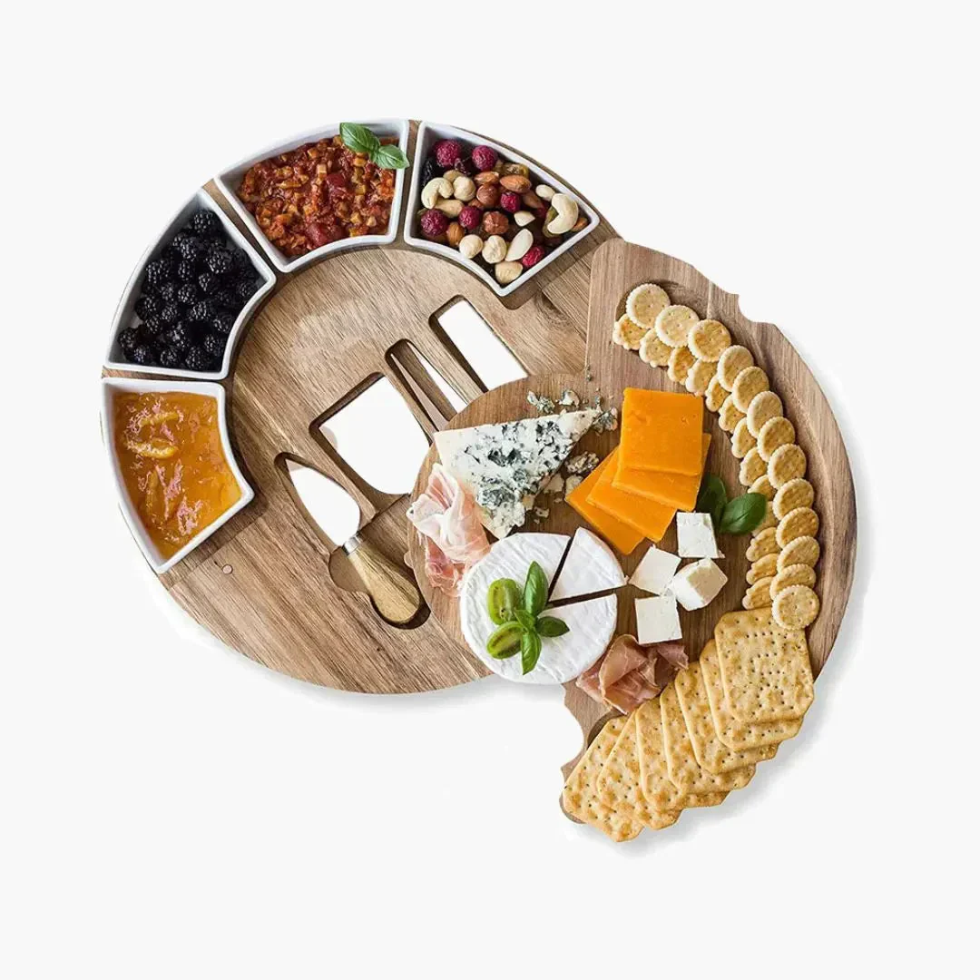 Wooden Cheese Board Set with Knives Serving Platter Tray - Image 6