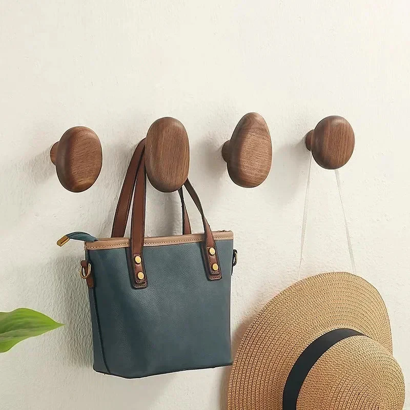 Wooden Wall Hooks Set Round Shape Wall Mounted Coat Hooks - Image 4