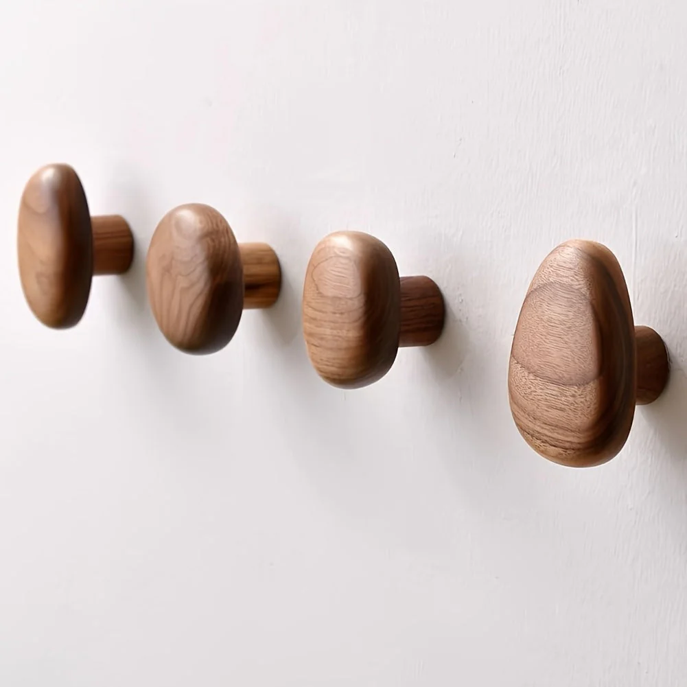Wooden Wall Hooks Set Round Shape Wall Mounted Coat Hooks - Image 6