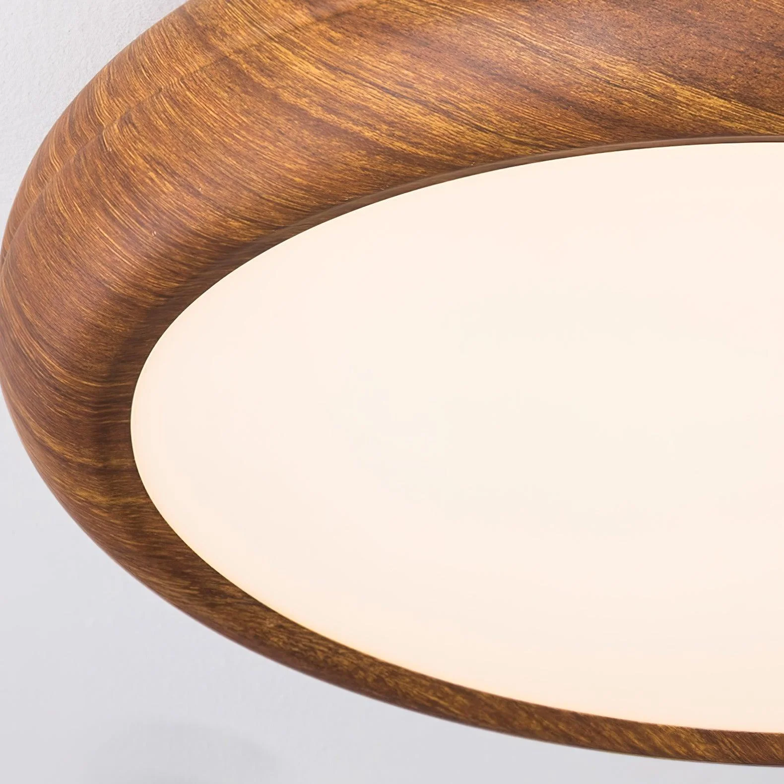Woodgrain Round Flush Mount Ceiling Light - Image 10