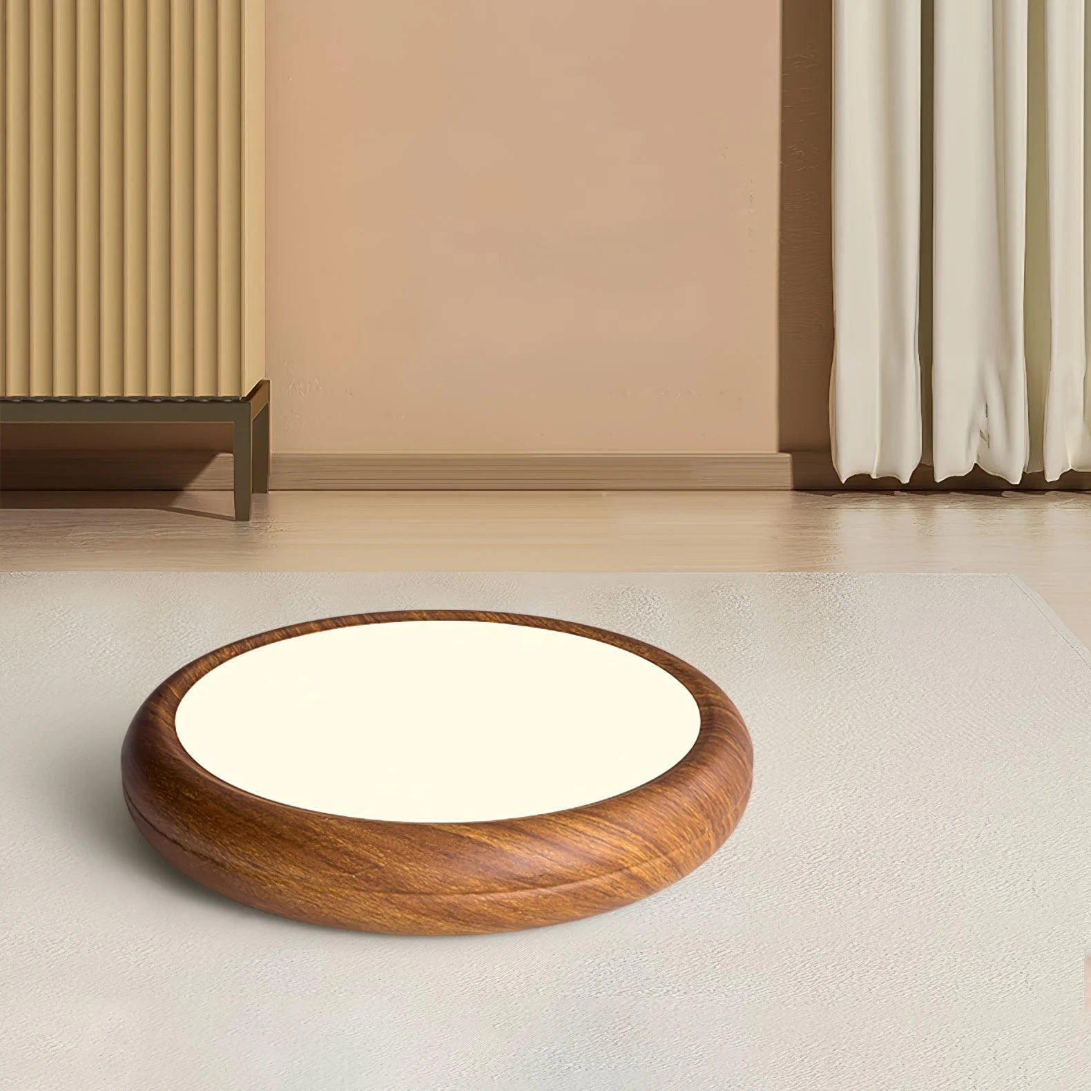 Woodgrain Round Flush Mount Ceiling Light - Image 11