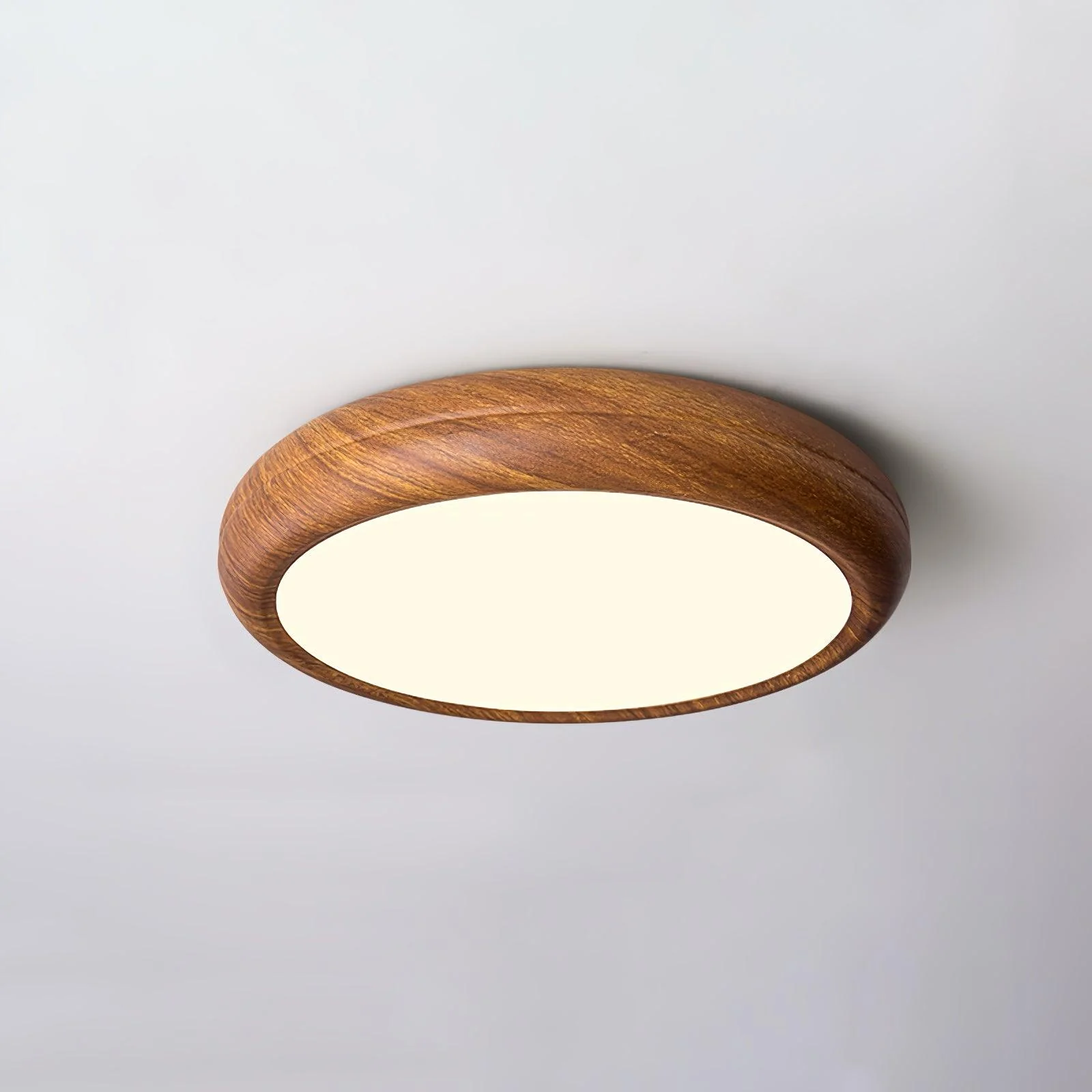 Woodgrain Round Flush Mount Ceiling Light - Image 13
