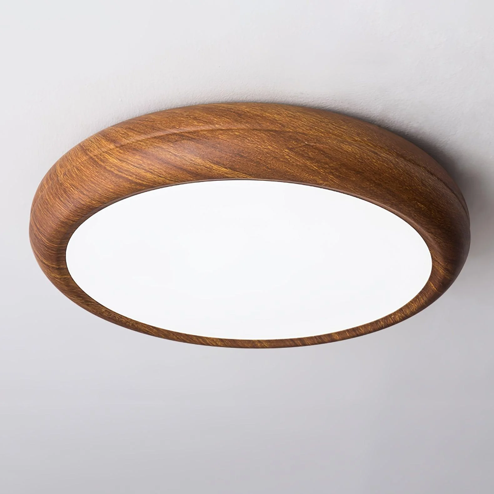 Woodgrain Round Flush Mount Ceiling Light - Image 15