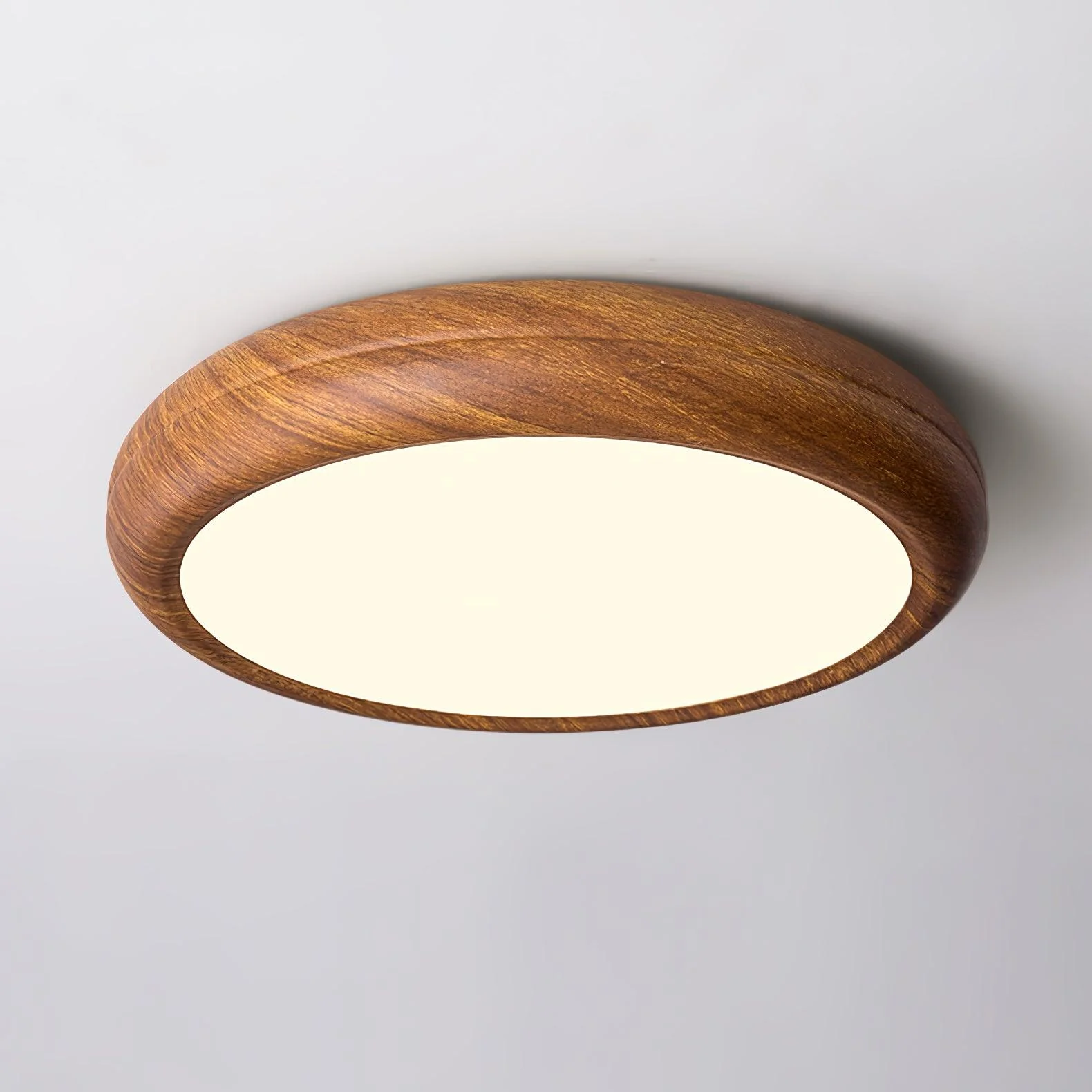 Woodgrain Round Flush Mount Ceiling Light - Image 17