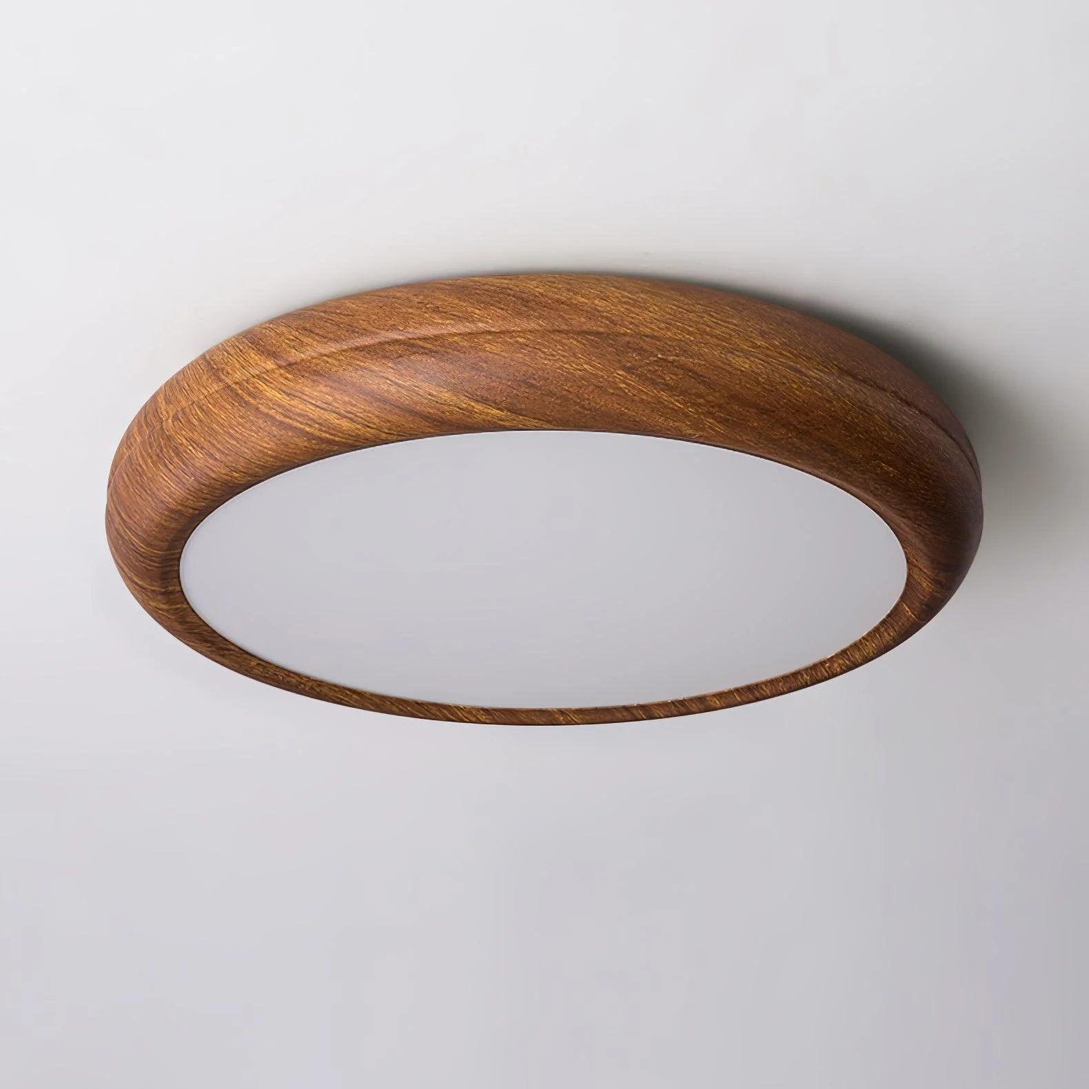 Woodgrain Round Flush Mount Ceiling Light - Image 18