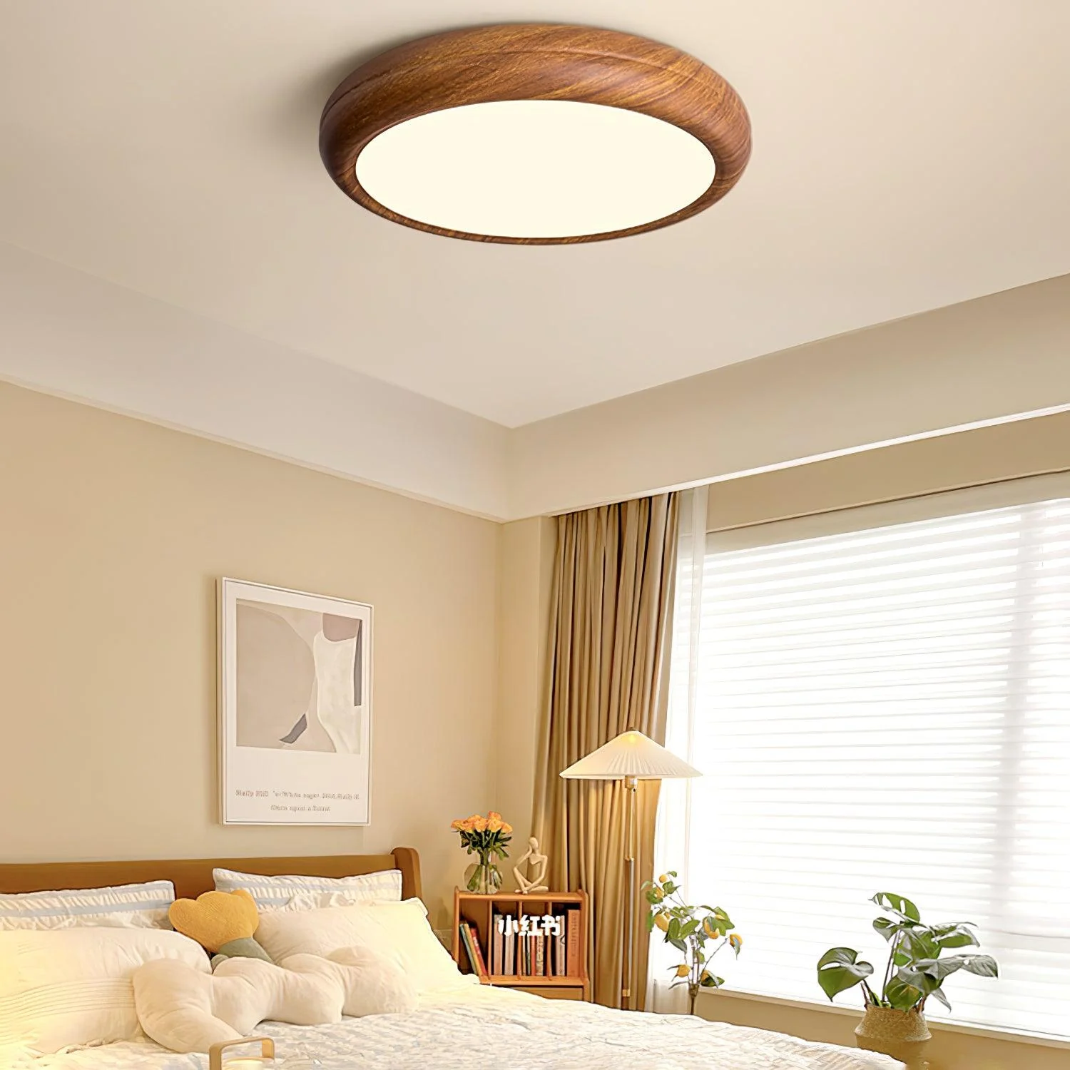 Woodgrain Round Flush Mount Ceiling Light - Image 20