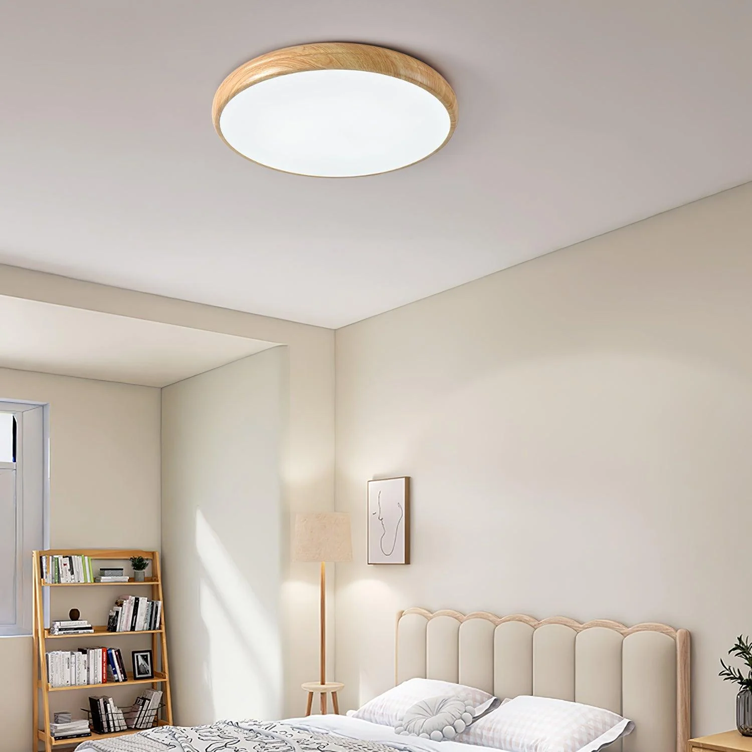 Woodgrain Round Flush Mount Ceiling Light - Image 22