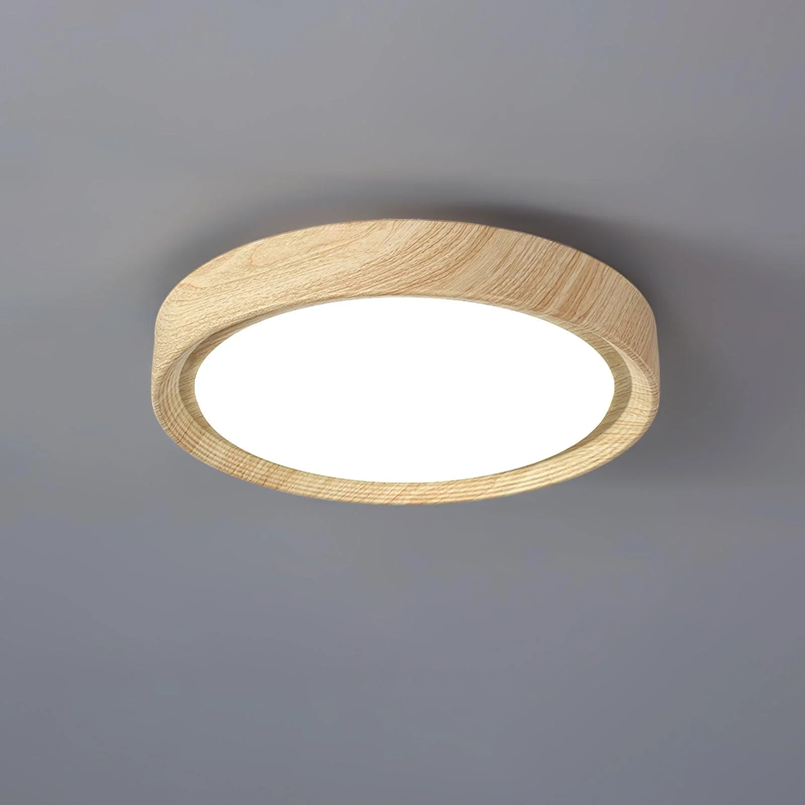 Woodgrain Round Flush Mount Ceiling Light - Image 34