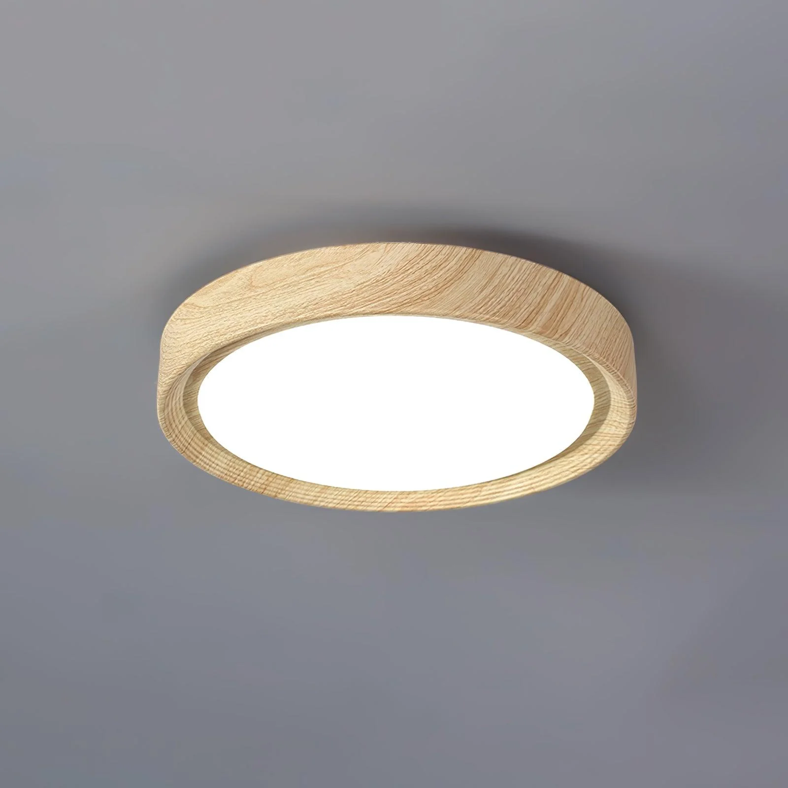 Woodgrain Round Flush Mount Ceiling Light - Image 43