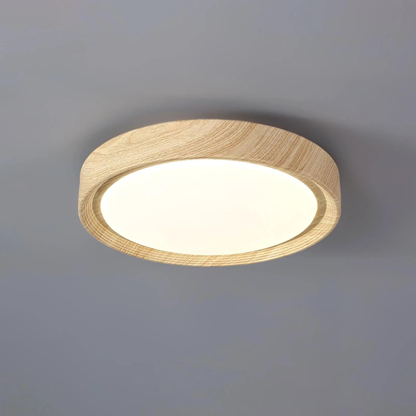 Woodgrain Round Flush Mount Ceiling Light - Image 45