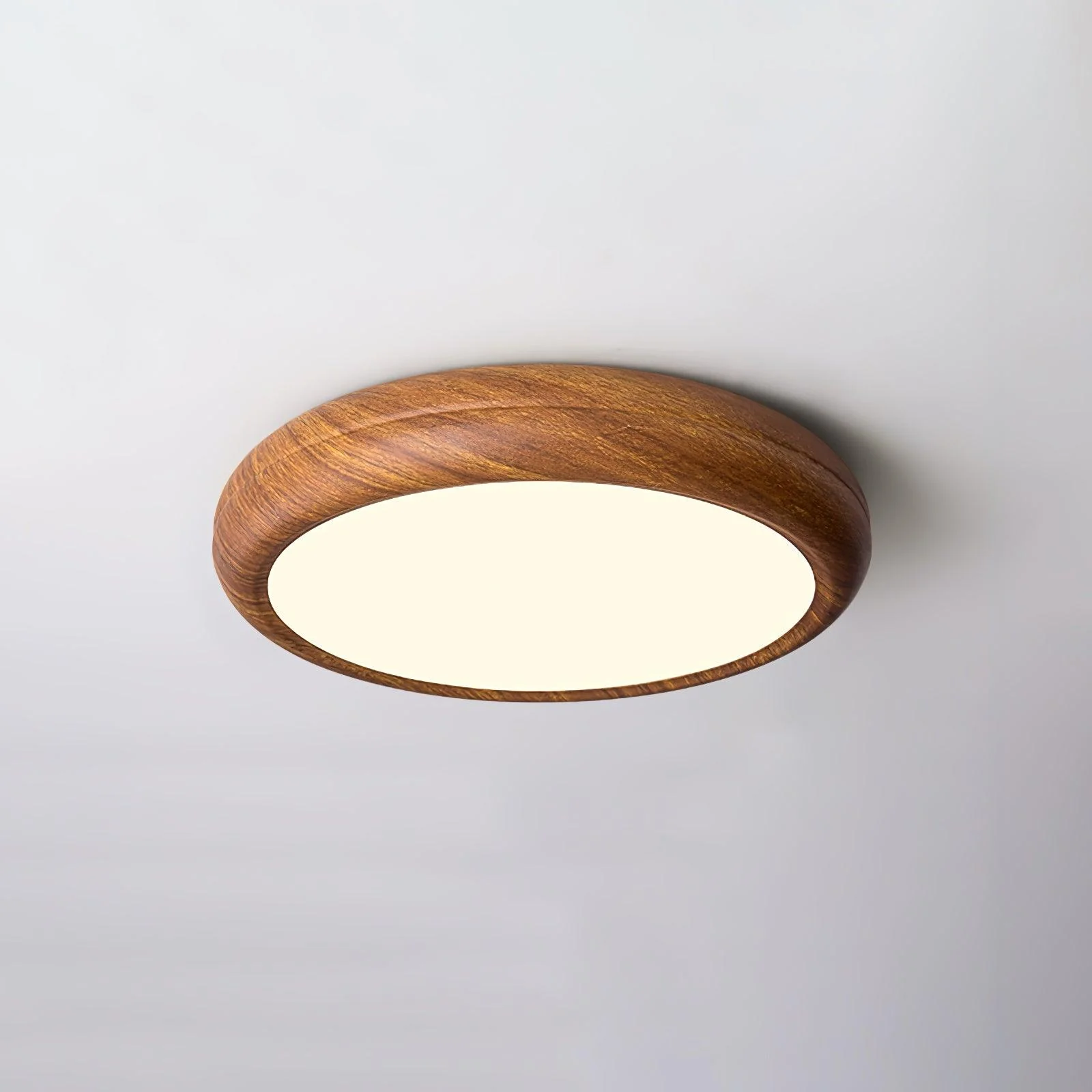 Woodgrain Round Flush Mount Ceiling Light - Image 48