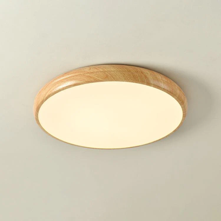 Woodgrain Round Flush Mount Ceiling Light - Image 49