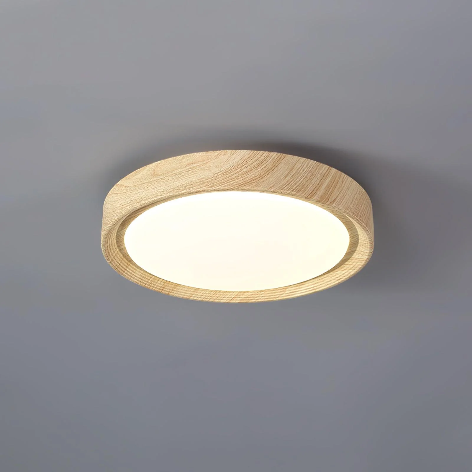 Woodgrain Round Flush Mount Ceiling Light - Image 53