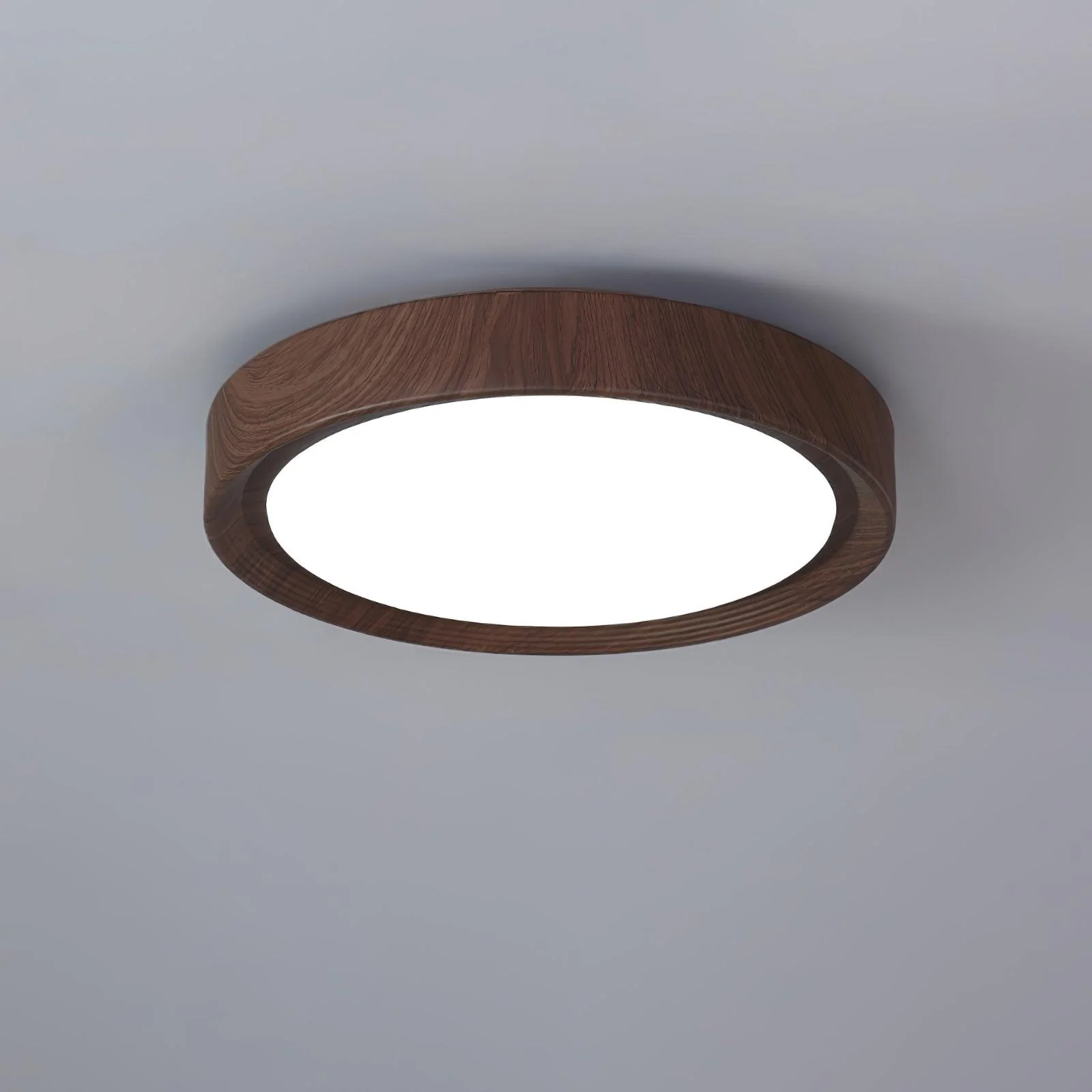 Woodgrain Round Flush Mount Ceiling Light - Image 55