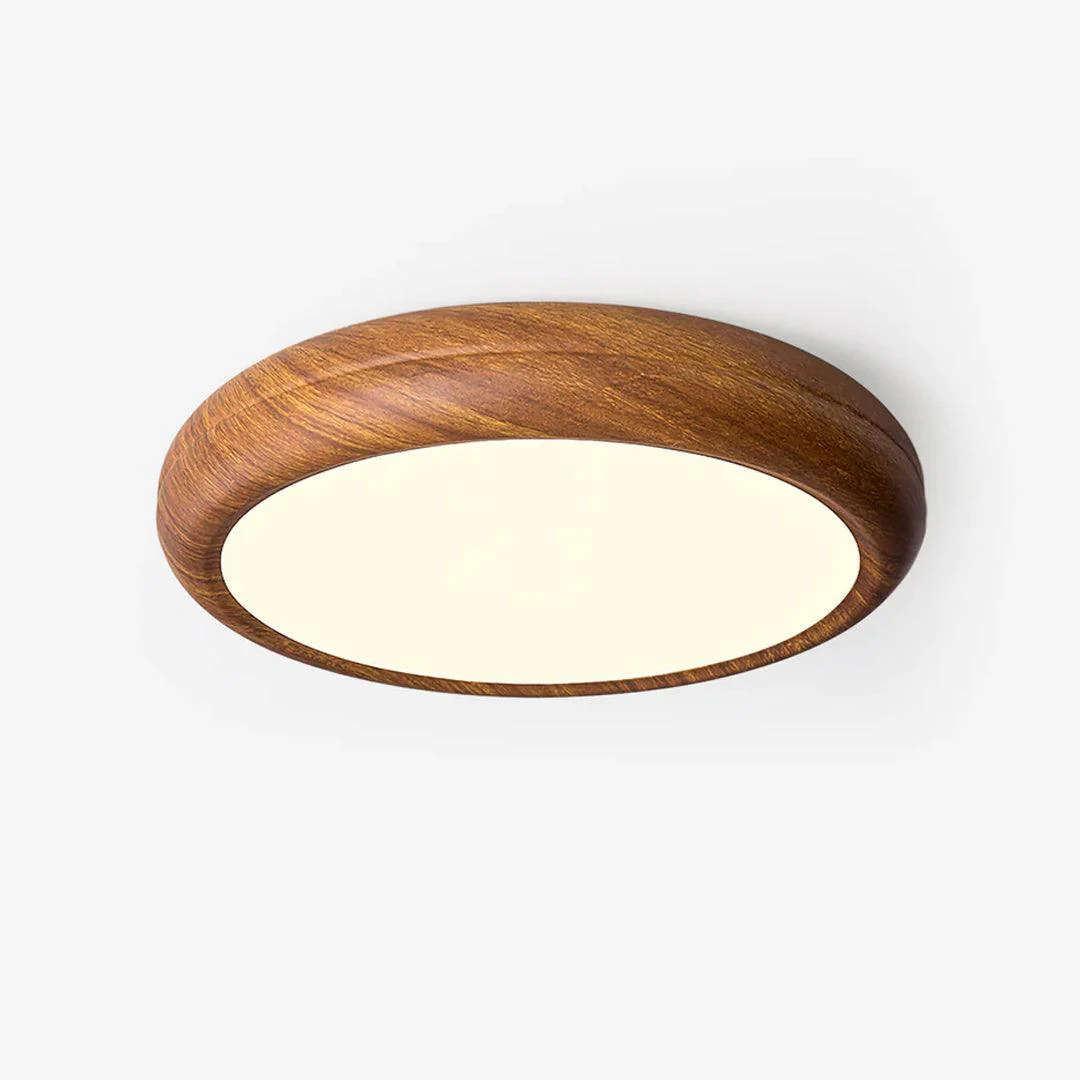 Woodgrain Round Flush Mount Ceiling Light - Image 7